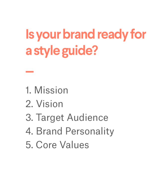 the steps to get a brand ready for a style guide