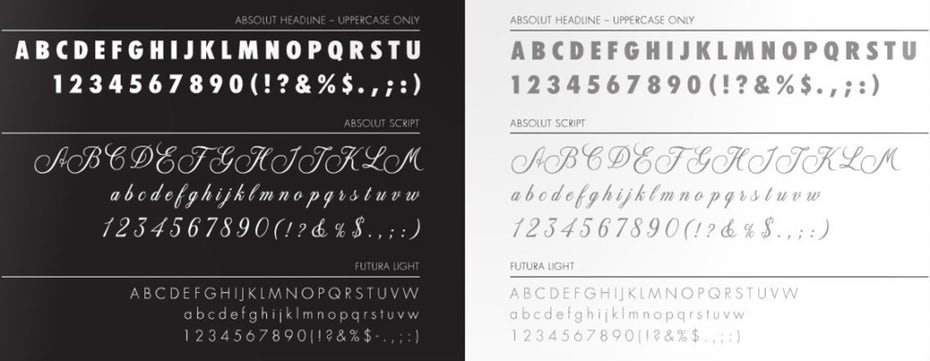 absolut identity design typeface