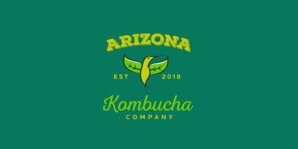 kombucha logo with green hummingbird