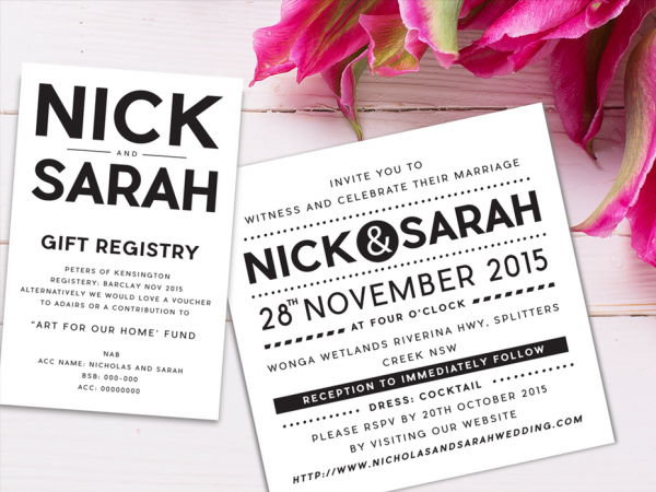 A typographic wedding invitation