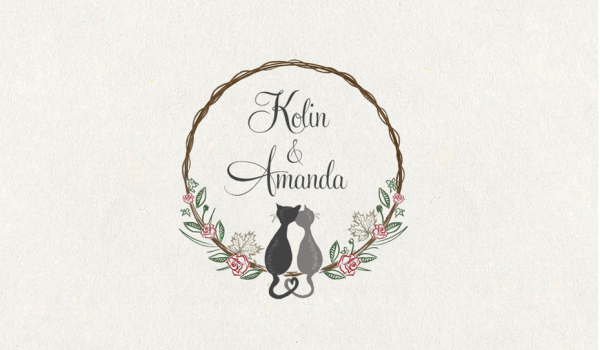 illustrated cat wedding  logo 