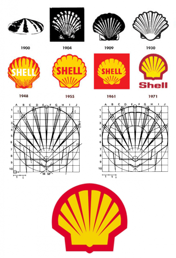 Shell  logo  process sketch