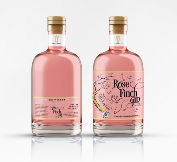 Pink gin bottles