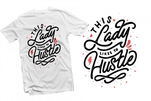 hand lettered custom font on t-shirt